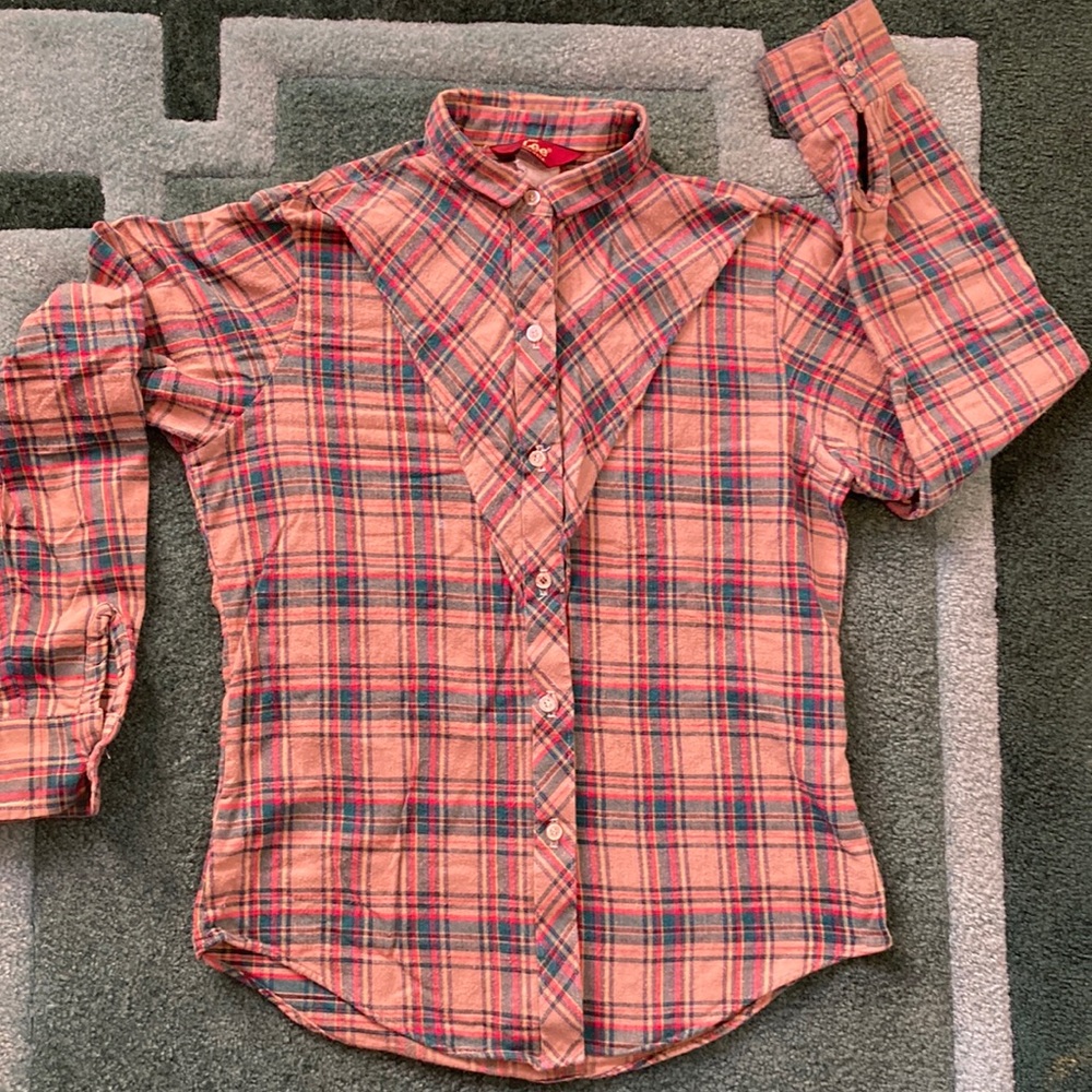 Ms Lee 100% Cotton Flannel Plaid Shirt, Sz 9-10,  Excellent Condition.